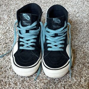 EUC Vans Fabiana Delfino Black and White Sneakers with Teal Accents $40